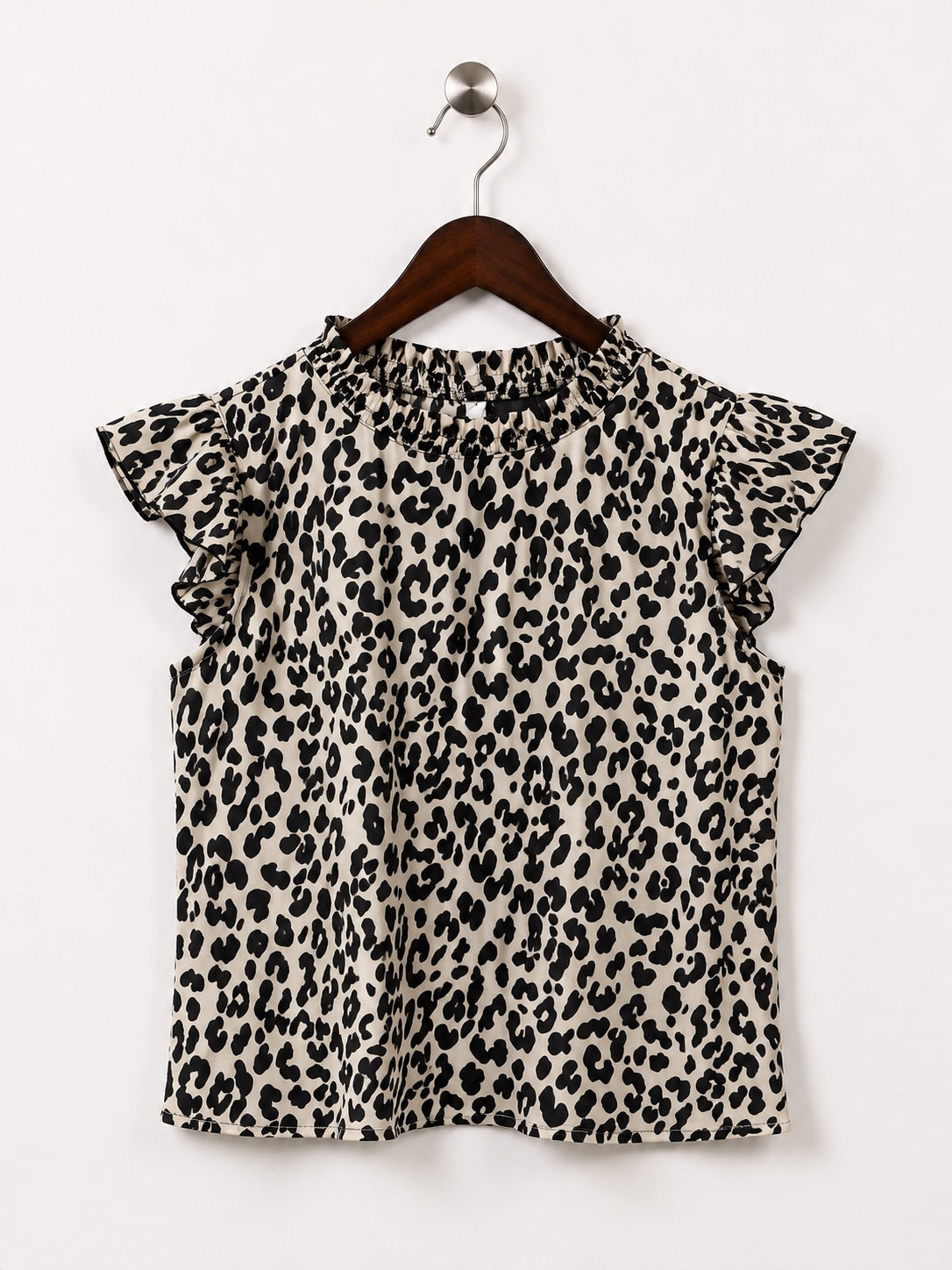 Women's Cream & Black Leopard Print Pullover Top