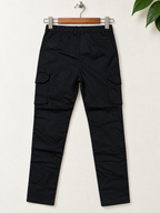 Fashion Nova Black High-Waist Cotton Cargo Trousers Size- M