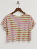 Women’s Multicolor Striped Ribbed Crop Tee - Size M