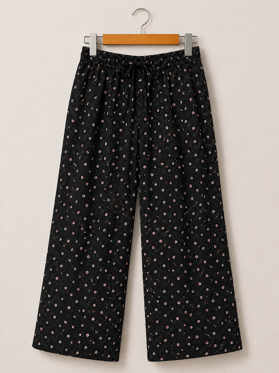 Basic Editions Women's Black Rayon Wide Leg Trousers – Size XL