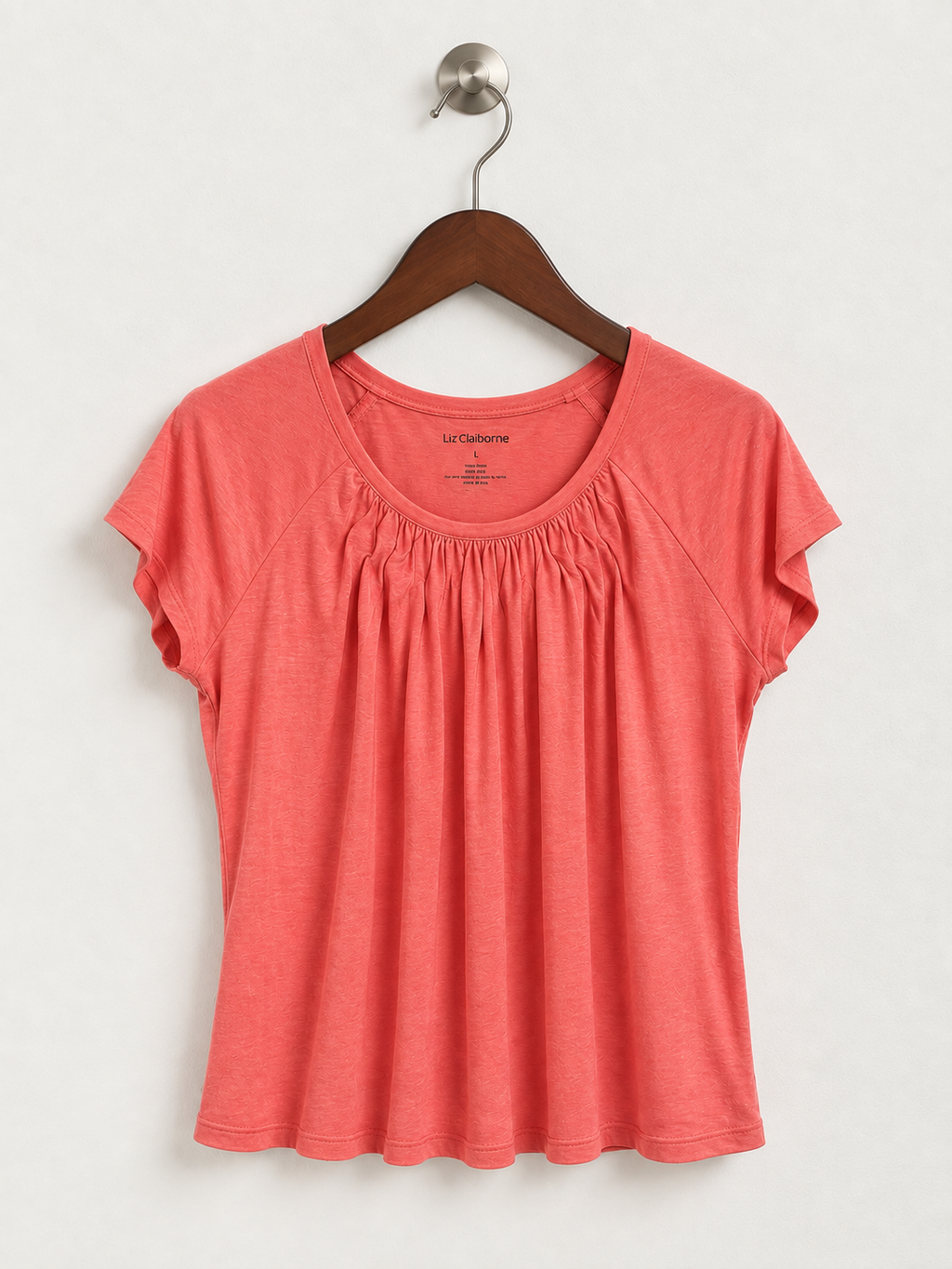 Liz Claiborne Women’s Gathered Scoop Neck Short Sleeve Top