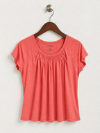 Liz Claiborne Women’s Gathered Scoop Neck Short Sleeve Top