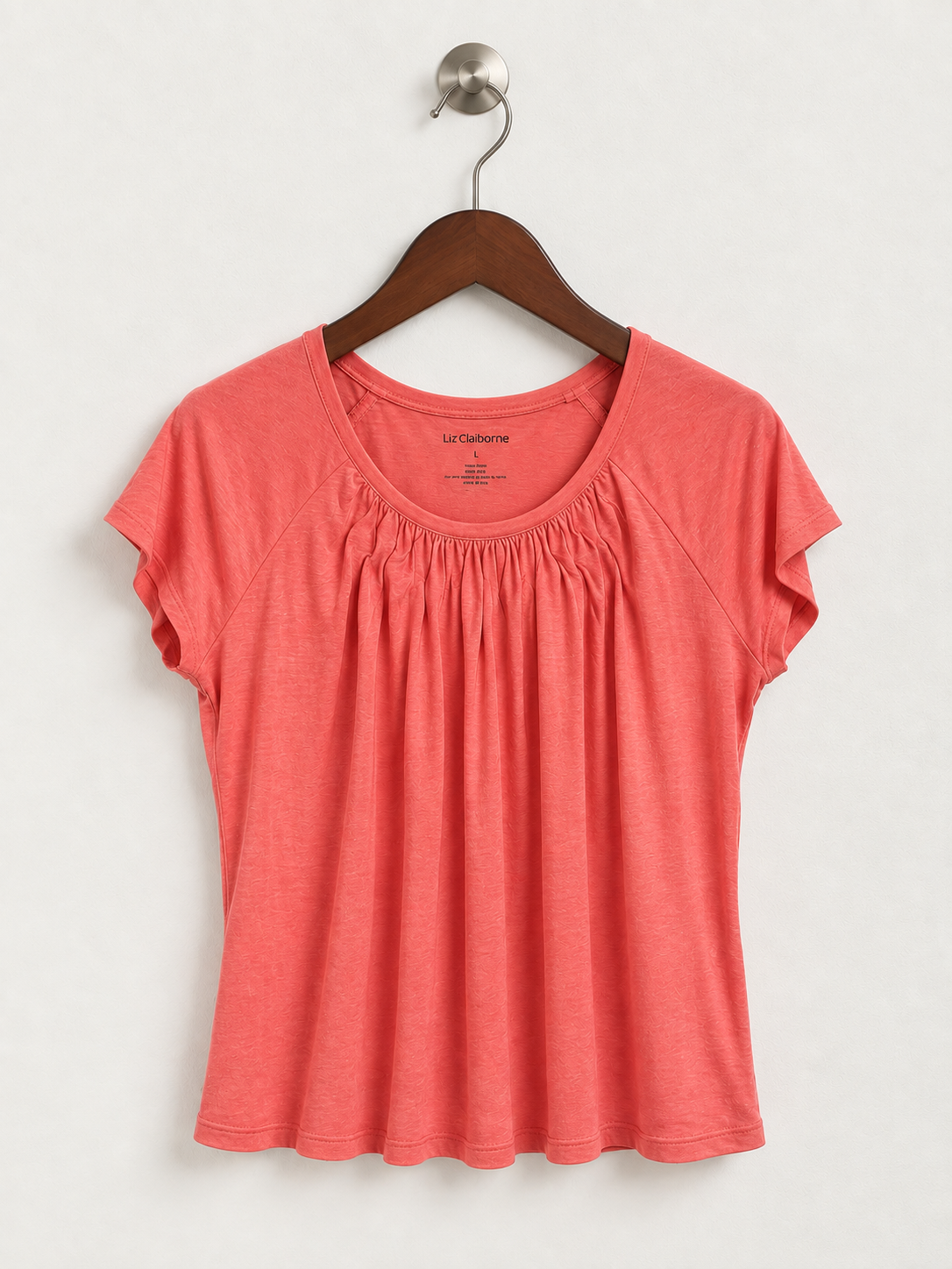 Liz Claiborne Women’s Gathered Scoop Neck Short Sleeve Top