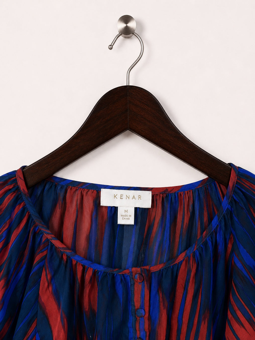 KENAR Women's Blue & Rust Abstract Print Pullover Top