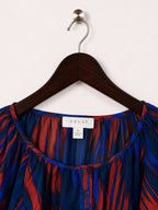 KENAR Women's Blue & Rust Abstract Print Pullover Top
