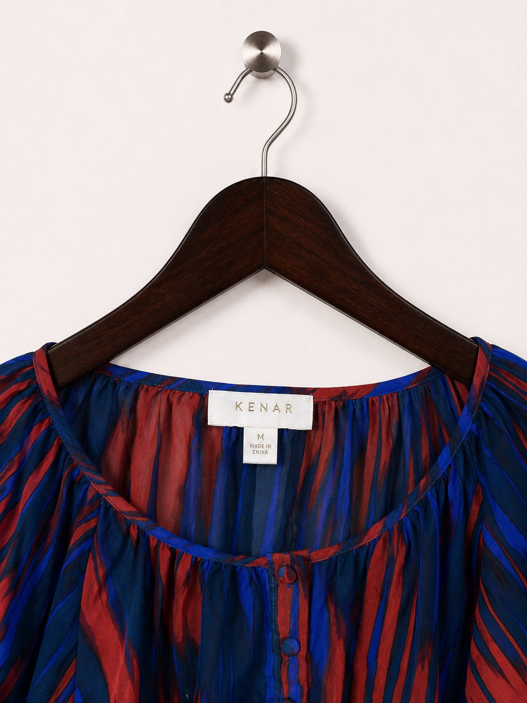 KENAR Women's Blue & Rust Abstract Print Pullover Top