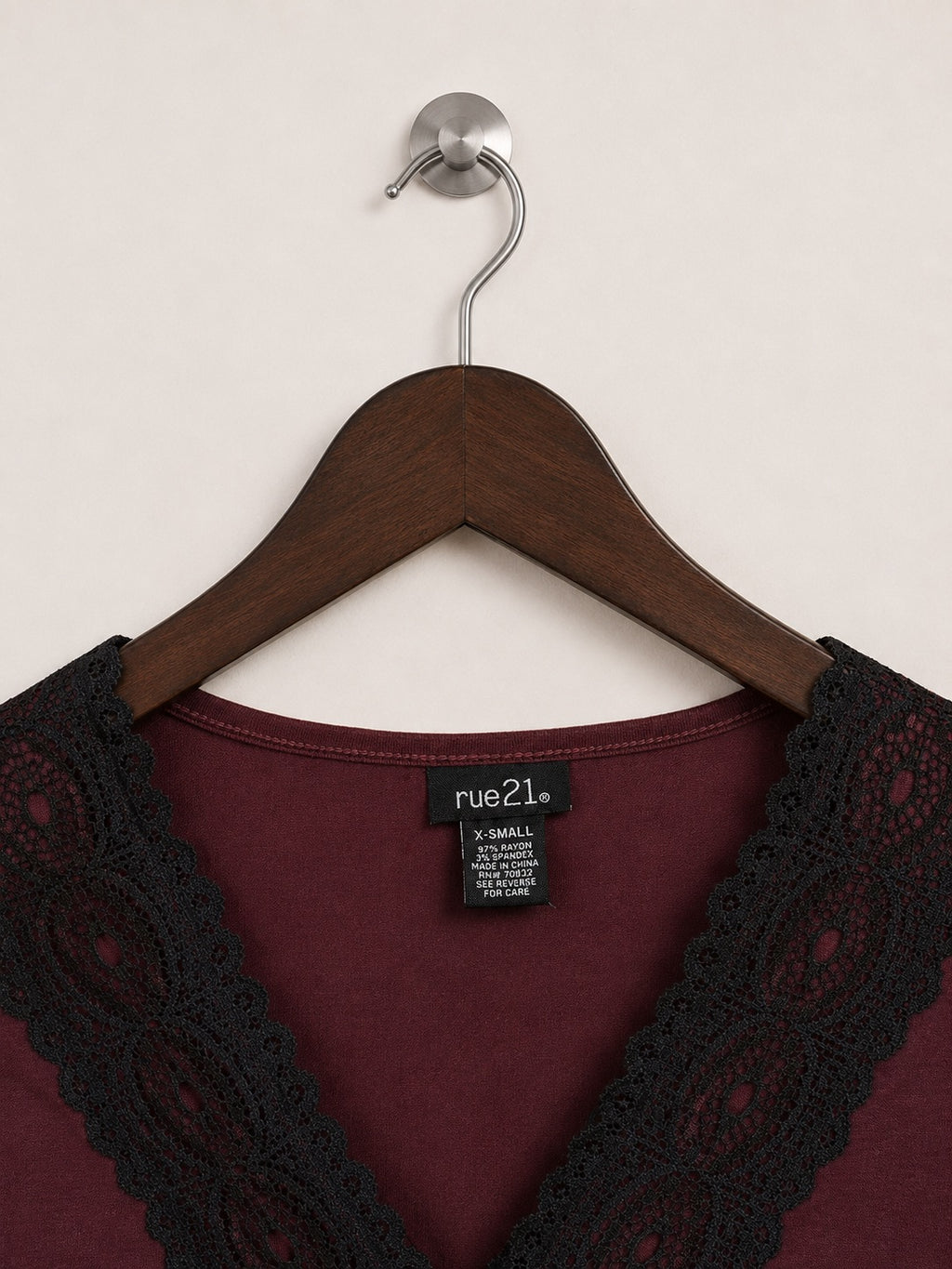 rue21 Burgundy Lace Trim Crop Top