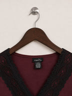 rue21 Burgundy Lace Trim Crop Top