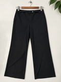 SOHO Apparel - Women’s Solid Black Belted Wide Leg Poly Trousers Size L