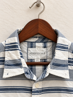Aéropostale Men's Blue & White Striped Short Sleeve Button-Down Shirt  Size - L