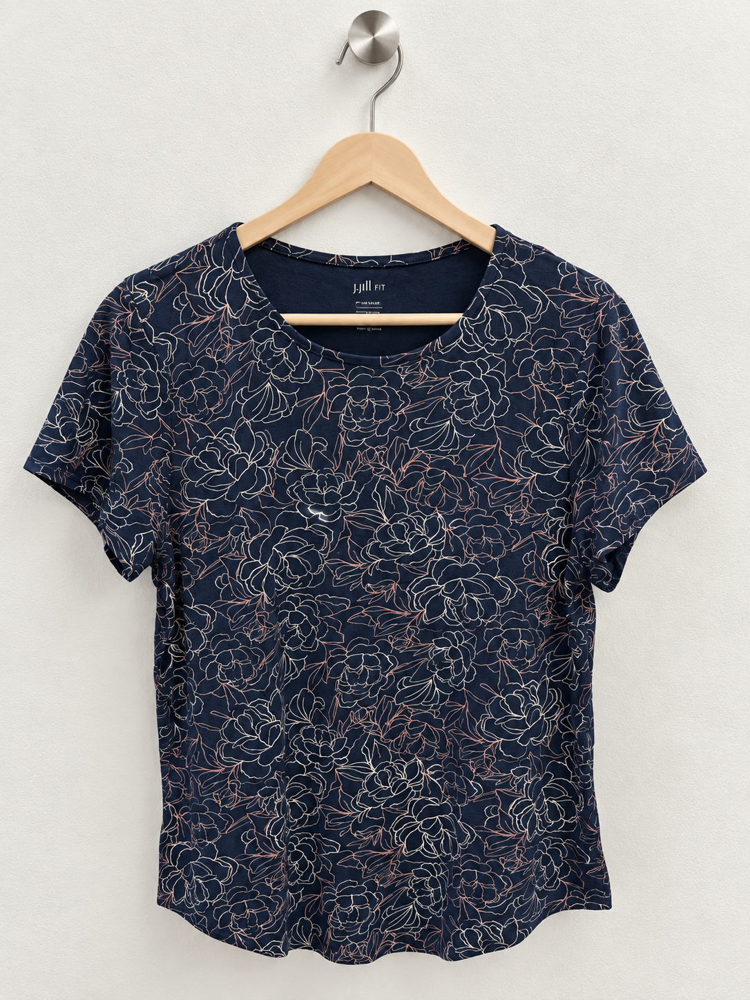 J.Jill Women’s Floral Outline Scoop Neck Short Sleeve T-Shirt - Size M