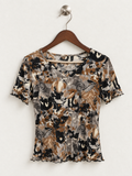 Women’s Abstract Floral Crepe Short Sleeve Top/Tshirt