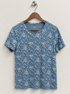 dip Blue All-Over Floral Print Crewneck T-Shirt - Size M