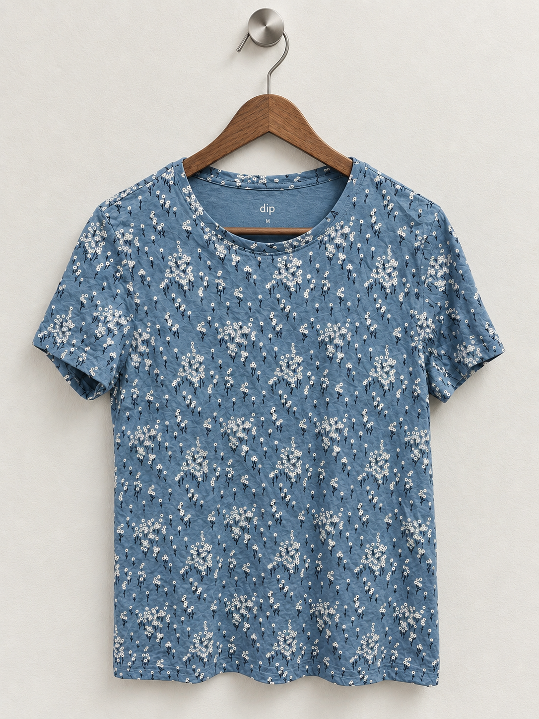 dip Blue All-Over Floral Print Crewneck T-Shirt - Size M