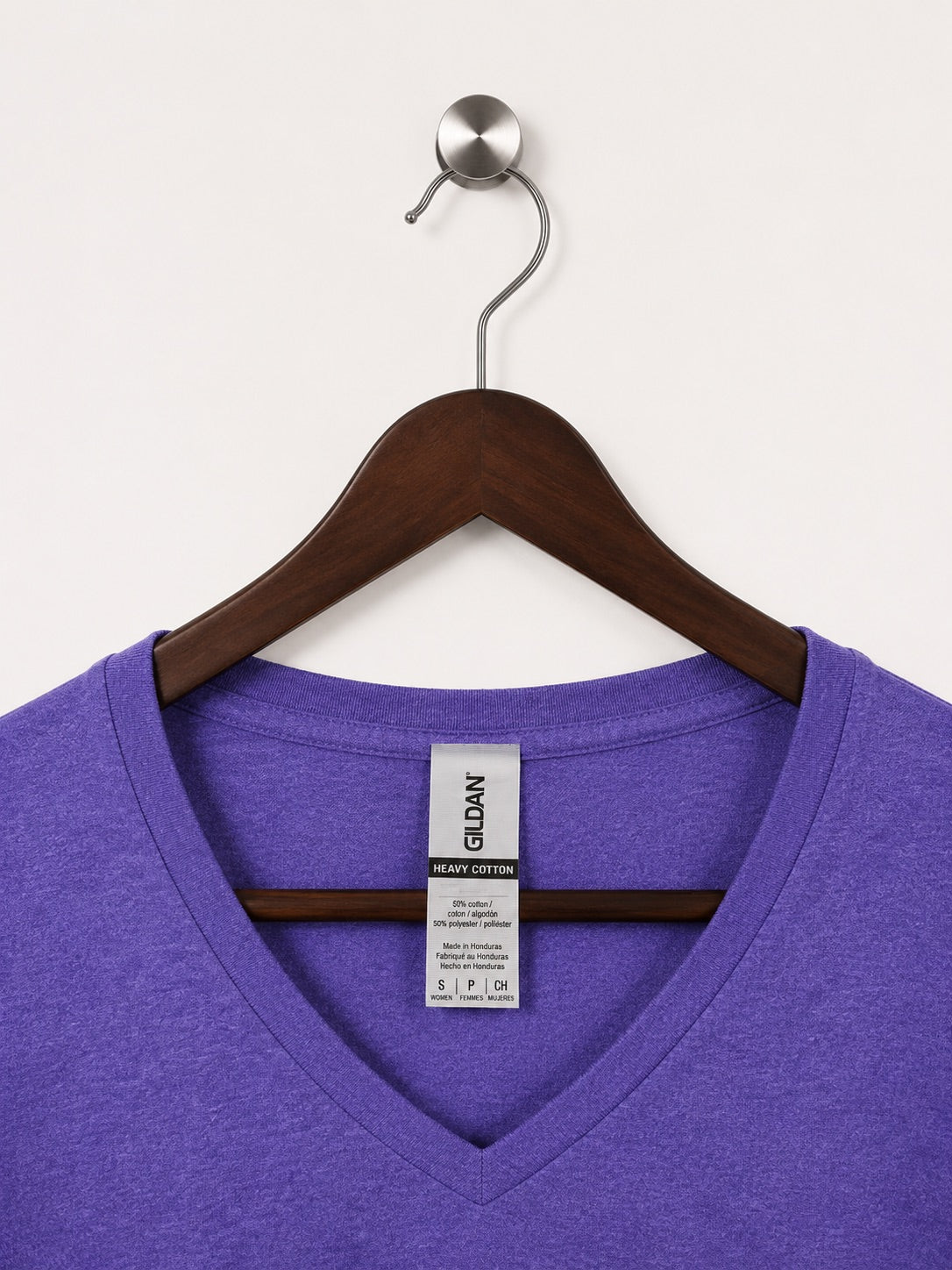 Gildan Heavy Cotton Women's Purple V-Neck T-Shirt – Size S