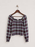 SO Plaid Long Sleeve Crop Top