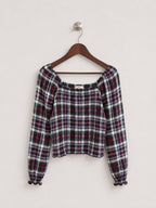 SO Plaid Long Sleeve Crop Top