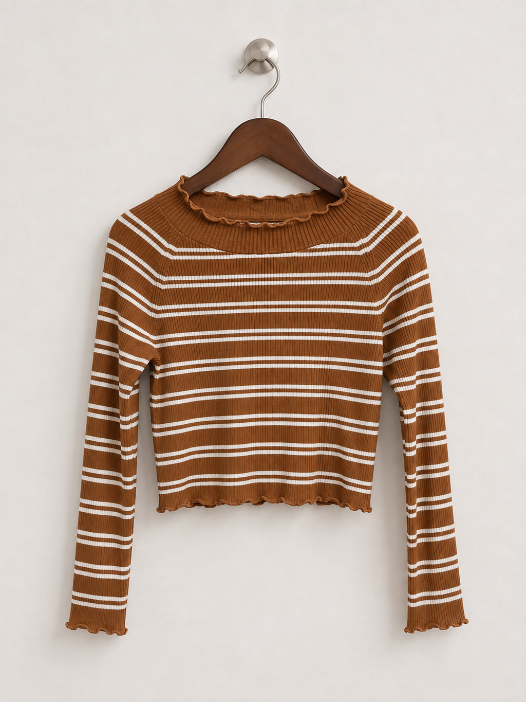 Kendall & Kylie Women's Ribbed Knit Long Sleeve Top - Size L