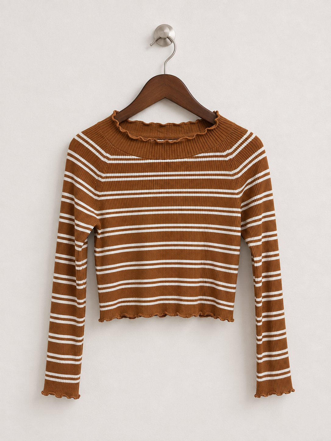Kendall & Kylie Women's Ribbed Knit Long Sleeve Top - Size L