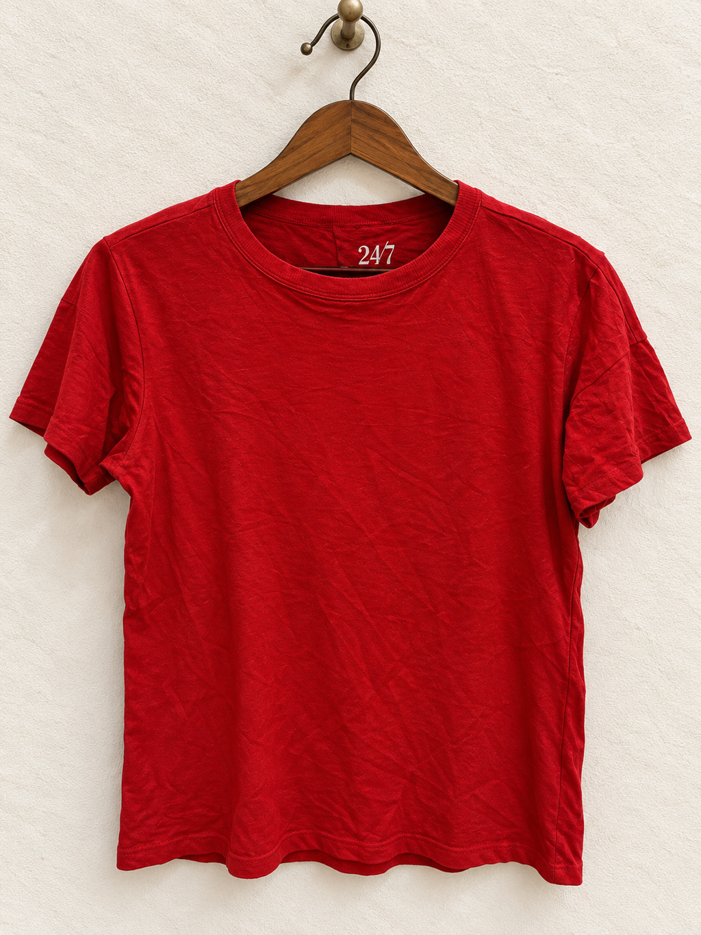 24/7 by maurices Women's Solid Red Crew Neck Short Sleeve T-Shirt Size - L