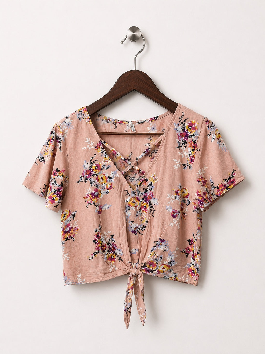 Mudd Dusty Pink Floral Crop Top - Size S