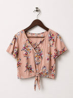 Mudd Dusty Pink Floral Crop Top - Size S