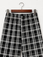 Black & White Plaid Women Trousers