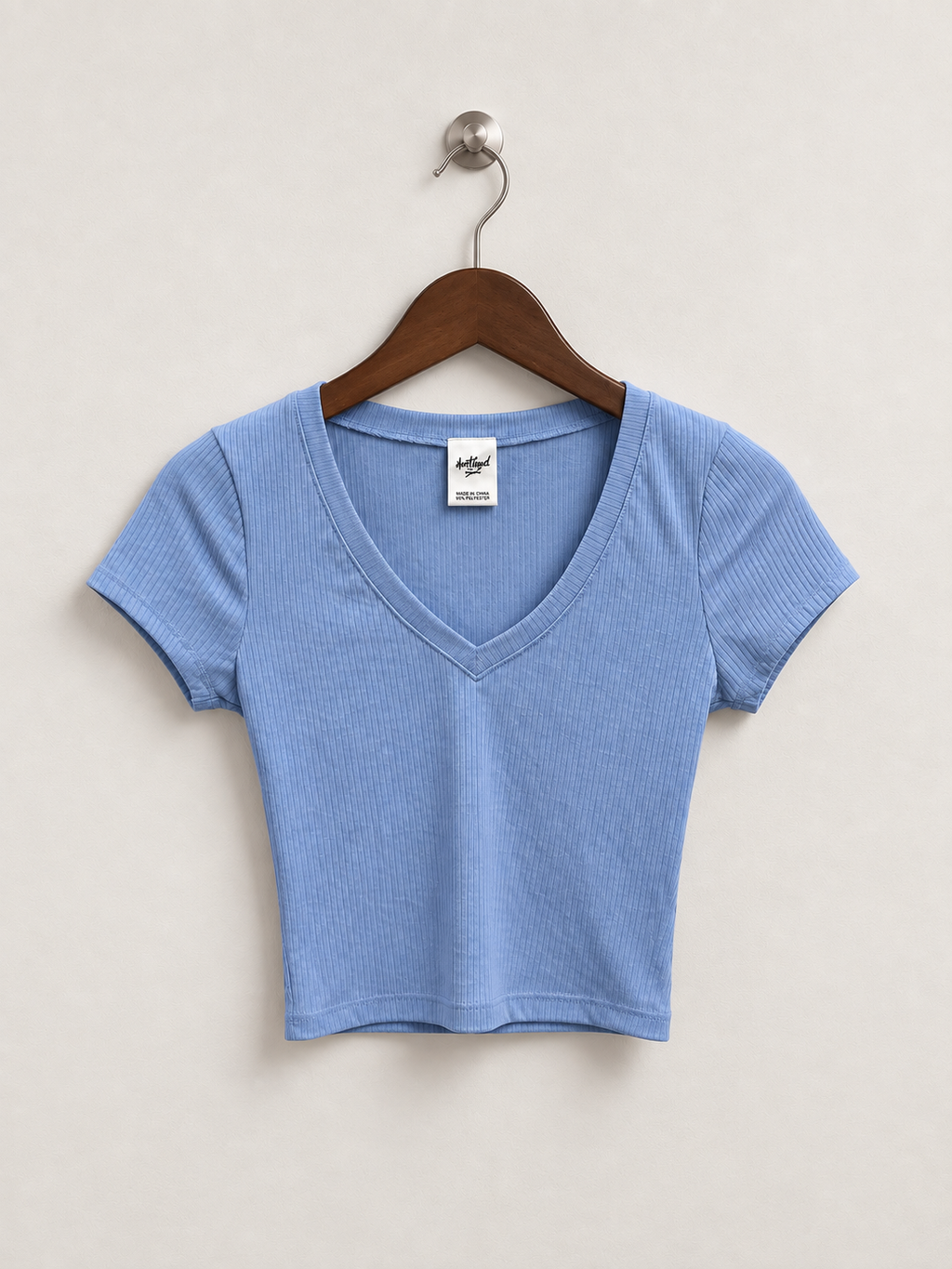 Destined Ribbed V-Neck Crop Top - Size XS