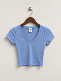 Destined Ribbed V-Neck Crop Top - Size XS