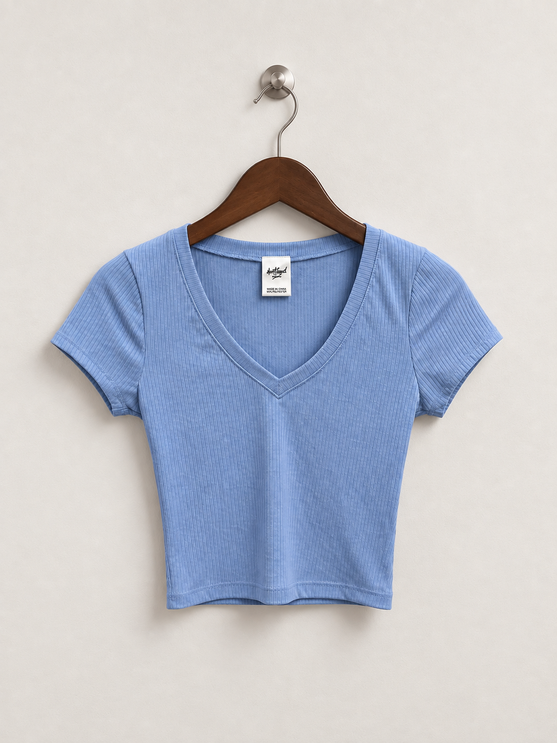 Destined Ribbed V-Neck Crop Top - Size XS