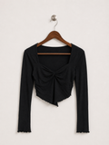 Women's Black Twist-Front Crop Top