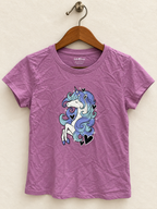 Bella & Birdie Girls' Purple Unicorn Graphic Short Sleeve T-Shirt    Size - XL