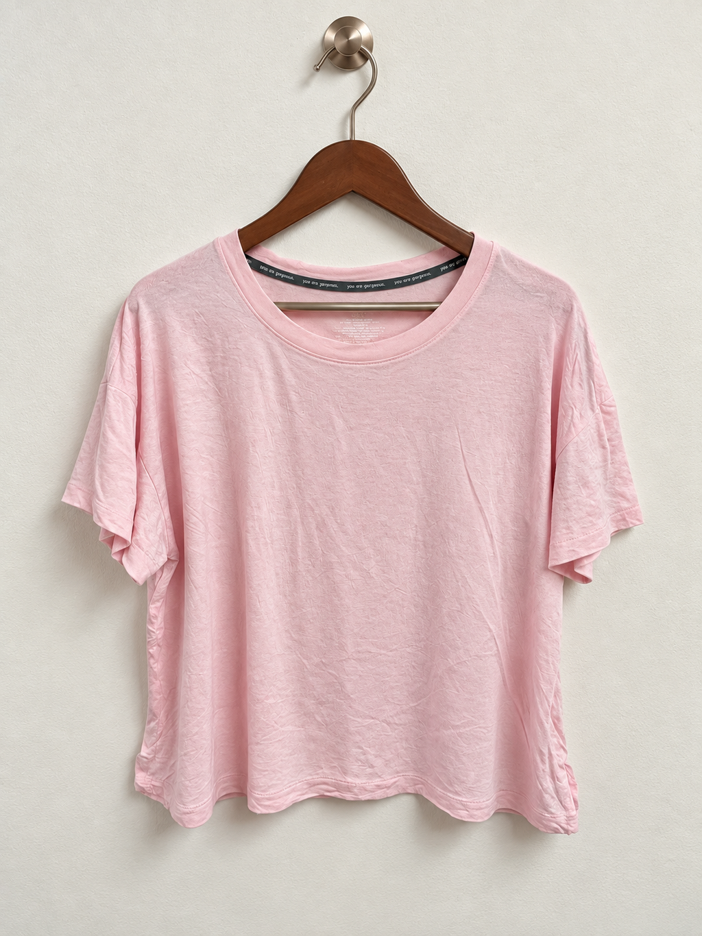 JOYSPUN Baby Pink Soft Viscose Short Sleeve T-Shirt - Size M