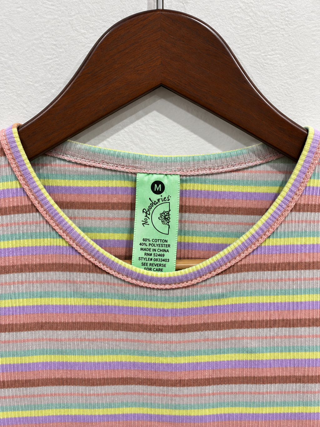 Women’s Multicolor Striped Ribbed Crop Tee - Size M