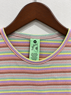 Women’s Multicolor Striped Ribbed Crop Tee - Size M