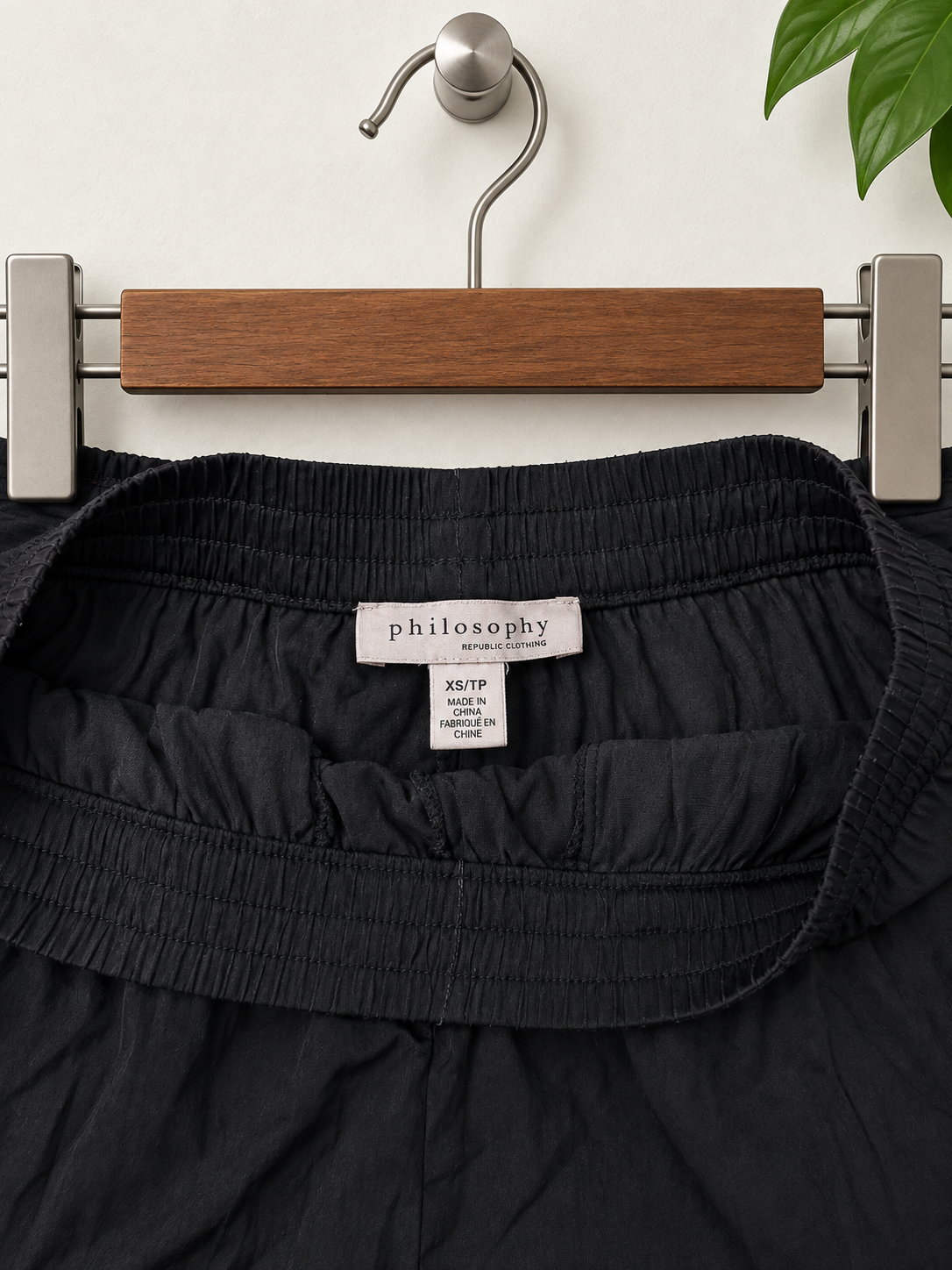 Philosophy Women’s Black Elastic Waist Flowy Thin Rayon Wide Leg Pants Size-XS