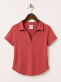 Old Navy Ultralite Women's Coral Red V-Neck Polo Shirt – Size S