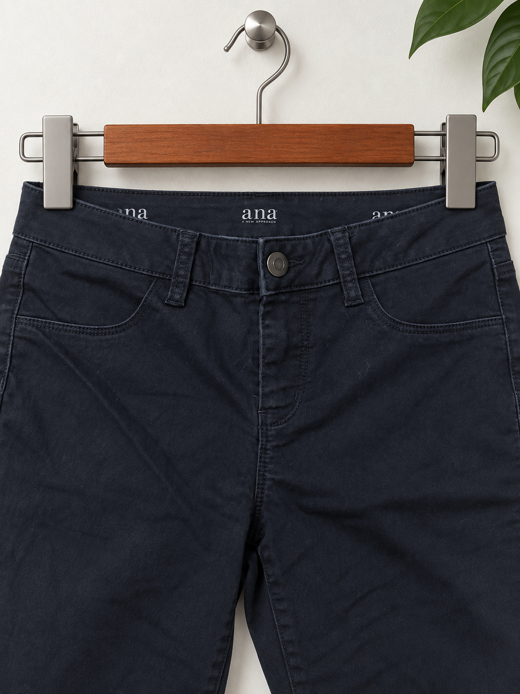 (A.N.A) A New Approach Women’s Navy Blue Fitted Cotton Chino Pants