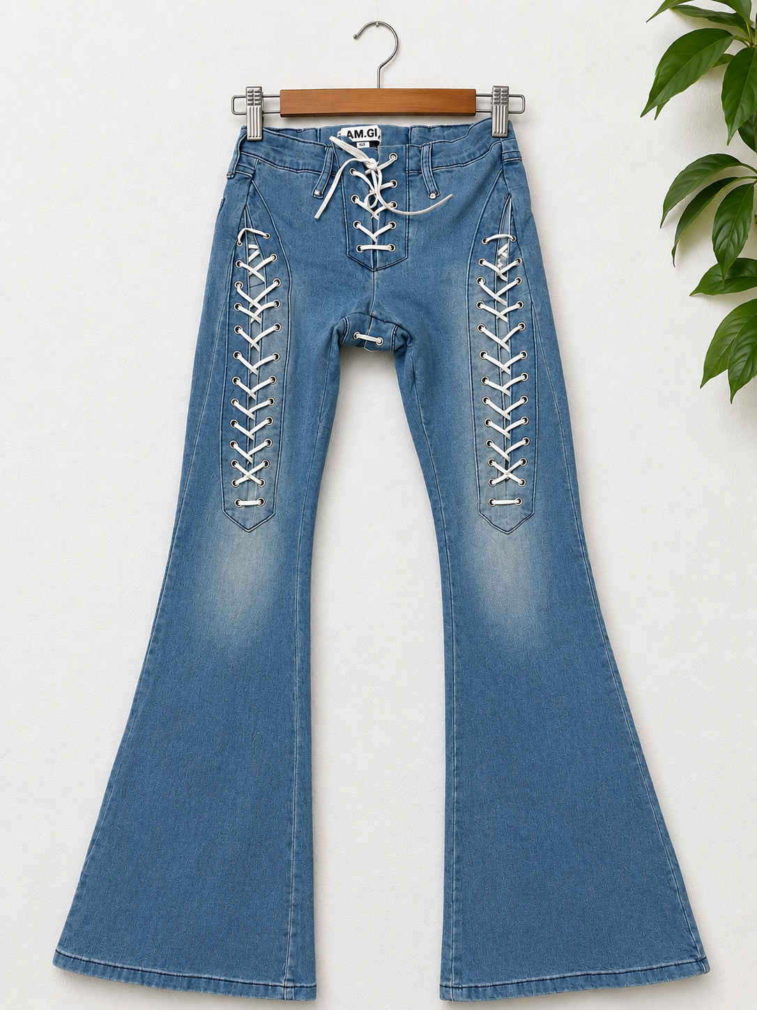 I.AM.GIA Lace-Up Front & Back Extreme Flared Jeans (XS)