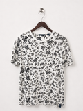 Perry Ellis White & Black Floral Print Crewneck T-Shirt