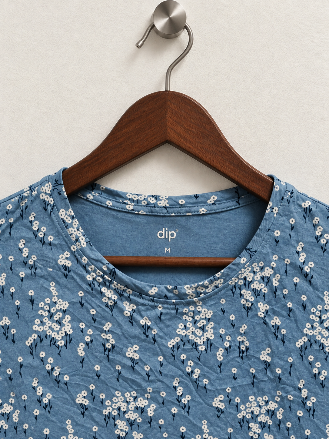 dip Blue All-Over Floral Print Crewneck T-Shirt - Size M