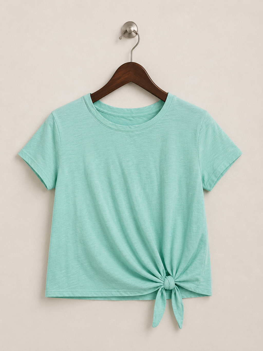 Mint Green Side-Tie Short Sleeve Crop Top – Size L