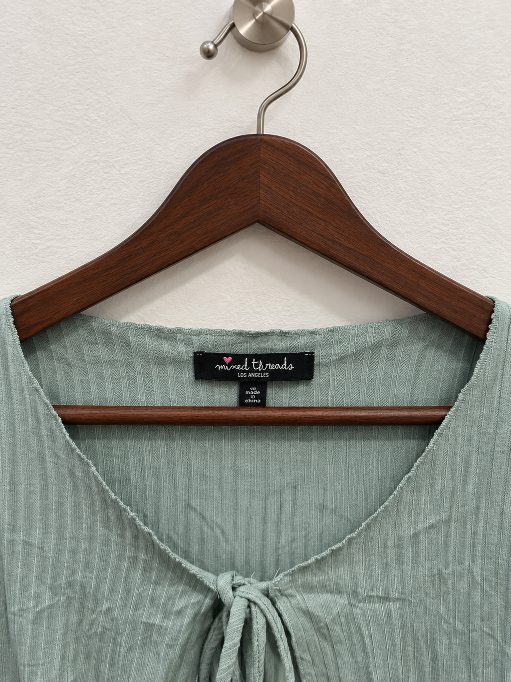 Mixed Threads Tie-Front Ribbed Crop Top - Size S