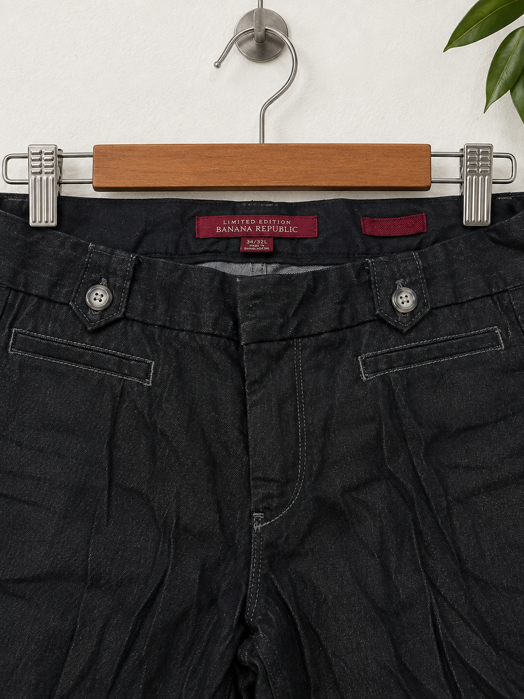 Banana Republic Women's Washed Black Button-Detail Flared Leg Jeans