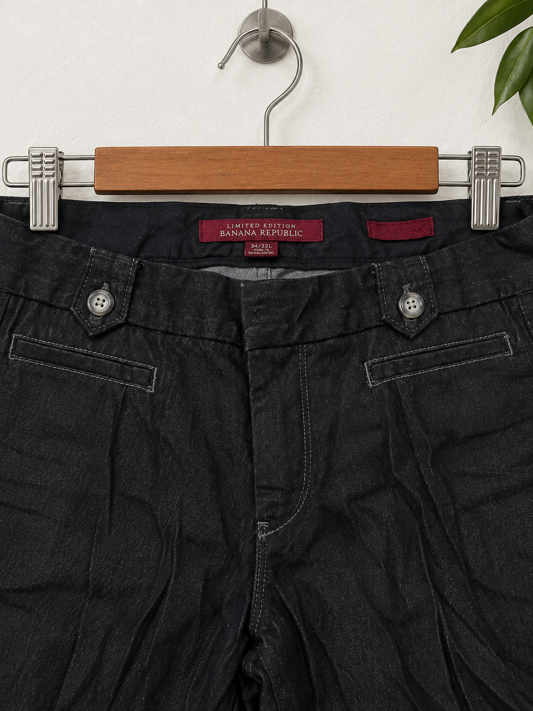 Banana Republic Women's Washed Black Button-Detail Flared Leg Jeans