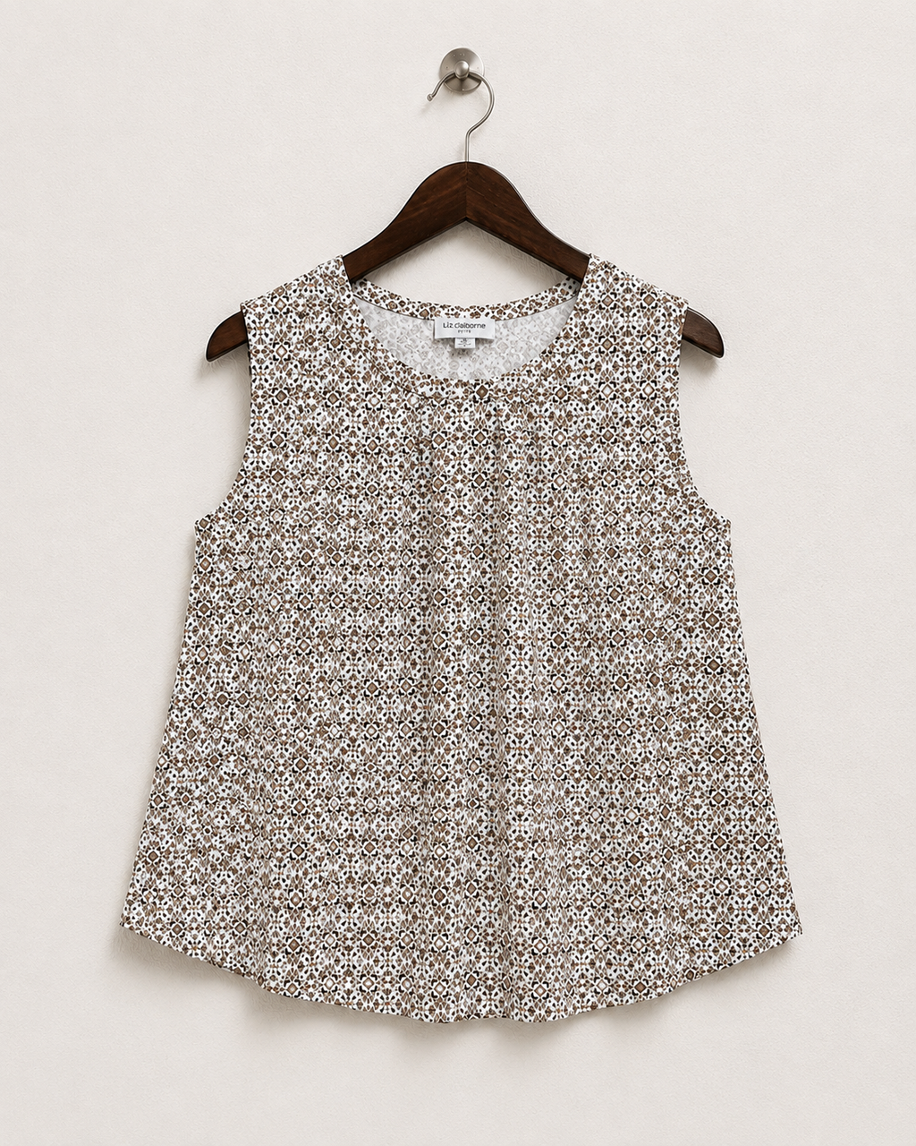 Liz Claiborne Printed Sleeveless Button-Front Top – Size L