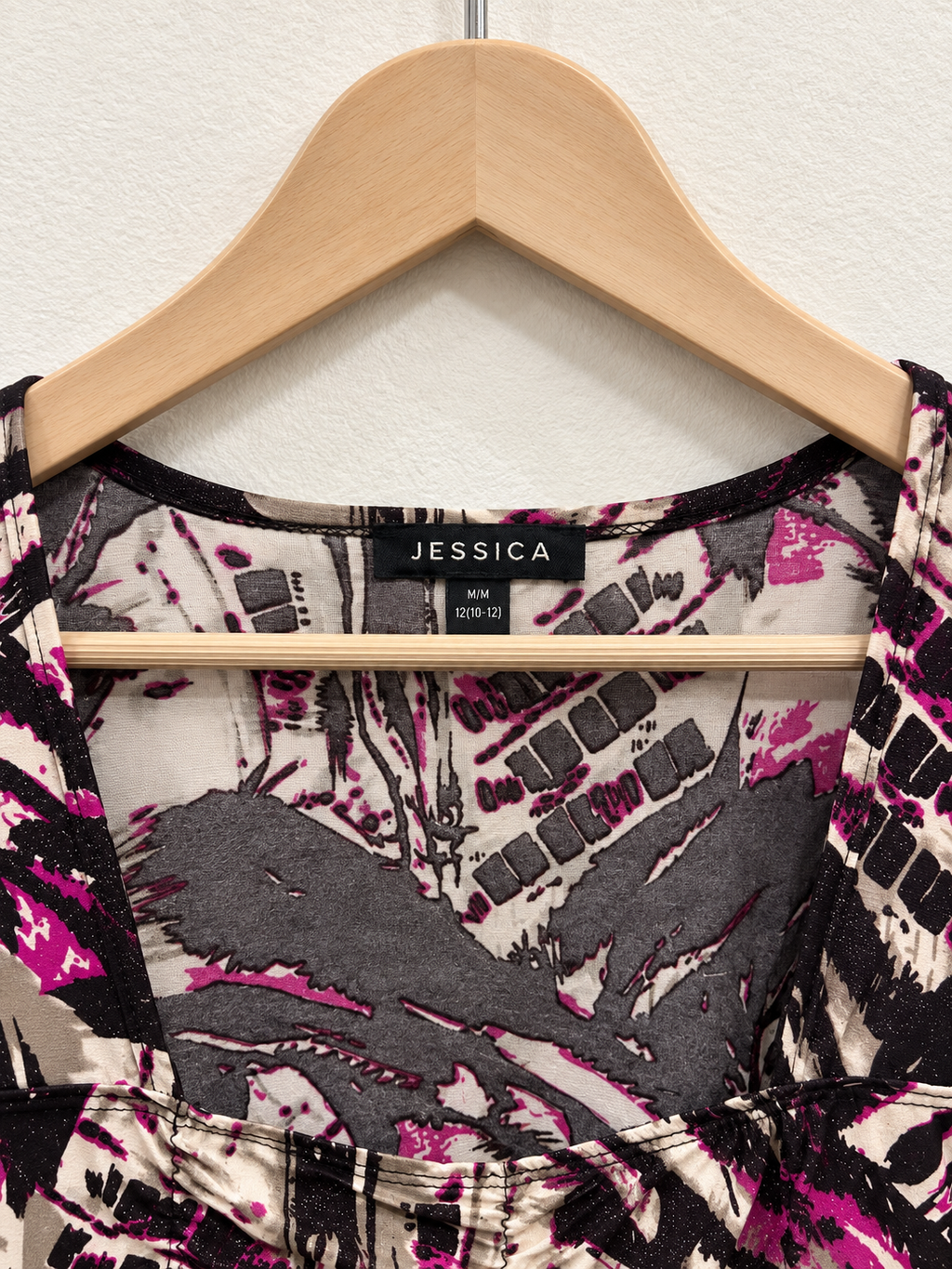 JESSICA Women's Abstract Print Ruched Front Top - Size Medium