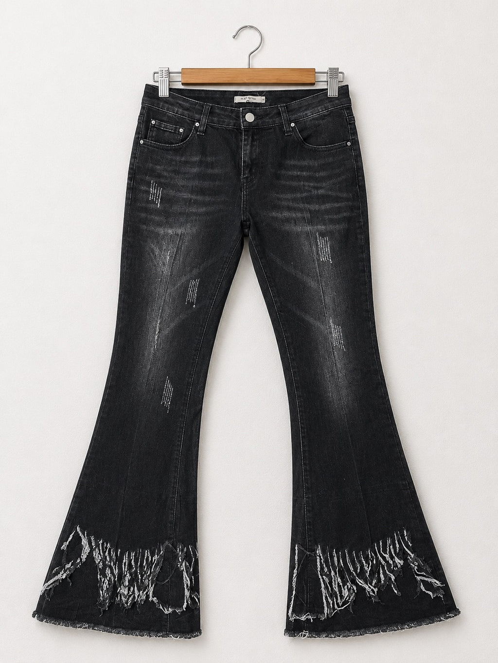 Luxe Moda Women's Shredded Bottom Flared Jeans