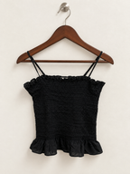 Maeve Black Smocked Peplum Cami Top - Size XS