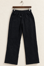 PinSpark Black Straight-Leg Elastic Waist Track Pants / Trousers